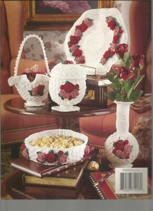 Tea Rose Crochet Patterns Ruffled Basket Planter Cover Bud Vase 1999 P07 - Picture 1 of 4