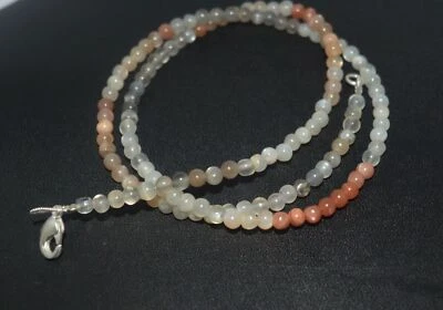 Collana naturale multi pietra di luna pietra preziosa liscia rotonda perline ... - Immagine 1 di 4