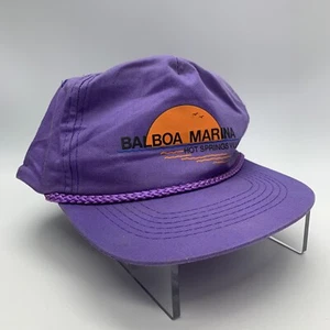 Balboa Marina Hot Springs Village Hipster Vintage Purple Outrun Snap Back Hat  - Picture 1 of 10