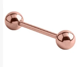 18K Rose Gold BLACK GOLD Tongue Bar Straight Barbell PIERCING Eyebrow Tragus - Picture 1 of 10