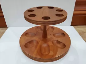 Vintage Noyer 7 Jour Tuyaux Repos, Rack, Bois Support Rond 7 2.5/5.1x12.7cm - Picture 1 of 6