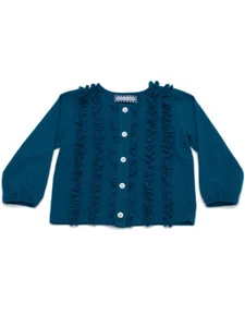 NWT Teal Blue Ruffled Sweater by Velvet & Tweed Girls Sizes 2, 4, 5 - Picture 1 of 3
