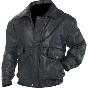 Men's Stylish Black Bomber Style Leather Jacket Fully Lined Small To 5 X - Picture 1 of 1