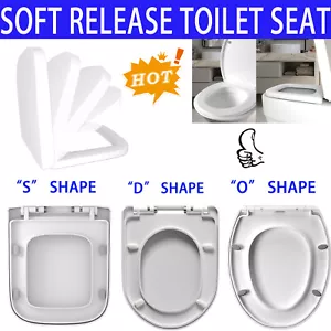 Luxury Toilet Seat WC Heavy Duty White Soft Close Top Seat Anti Slam S D O-SHAPE - Picture 1 of 27