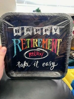 Retirement Chalk Square Plates, 8pk New!!! - Image 1 of 2