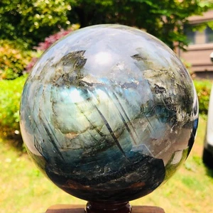 10.64LB Natural Labradorite Ball Rainbow Quartz Crystal Sphere Gem Reiki Healing - Picture 1 of 17