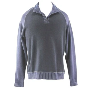 Tommy Bahama Sz M Light & Dark Navy 3 Button 100% Cotton Men's Sweater - Picture 1 of 6
