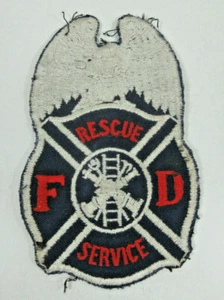 Vintage FD Feuerwehr Rettungsdienst Aufnäher weiß Adler Kanonen Leiter - Bild 1 von 4