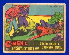 DEATH ENDS A CRIMSON TRAIL 1936 GUM INC. R60 G-MEN & HEROES OF THE LAW #77 