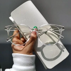 Round Transparent Computer Glasses -Women Optical Eyeglass Frame Stylish Eyewear - Picture 1 of 17