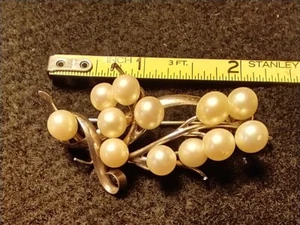 Vintage Sterling Silver and Cultured Pearl Brooch Pin Pendant Stamped Sterling - Picture 1 of 8