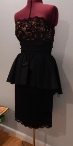 HUEY VALS PARA DARCY ENCAJE SIN TIRANTES VESTIDO DE CÓCTEL CAPAS PUOF VINTAGE AÑOS 80 - Imagen 1 de 8