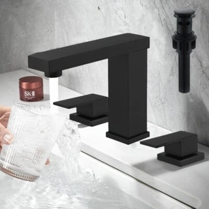8''Center Bathroom Vanity Sink Faucet Dual Handle 3 Hole Basin Mixer Tap w/Drain - Picture 1 of 18