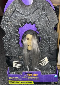 Gemmy 19" Animated Tombstone Halloween Talking Moving Skeleton Gravestone Prop - Picture 1 of 3