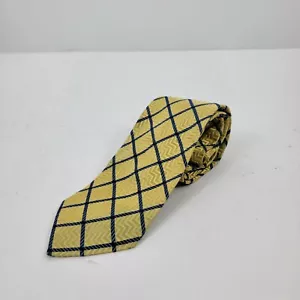 Ermenegildo Zegna mens silk printed tie made in Italy designer yellow 57" - Picture 1 of 5