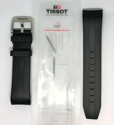 Pulseira de relógio de borracha preta 22 mm original Tissot Seastar (SOMENTE COMPATÍVEL COM T120417A) - Imagem 1 de 4