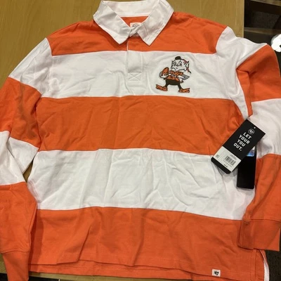 47 Camisa de Rugby Cleveland Browns Bordada Logo Retro Para Hombres MEDIANA Foto 1 de 3