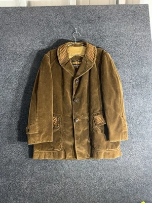 Spanish Cortefiel Corduroy Jacket With Leather Trim Size 42 Tan Rare 70s - Image 1 of 4