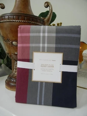 FUNDA NÓRDICA POTTERY BARN TEEN WALKER ALGODÓN A CUADROS ROJO MARINO GRIS DOBLE/DOBLE XL NUEVA CON ETIQUETAS Foto 1 de 4