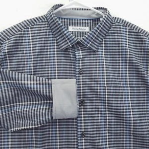 NEW Tommy Bahama Shirt Mens XL Blue Lazlo Lux Flip Cuffs Silk Blend Long Sleeve - Picture 1 of 18