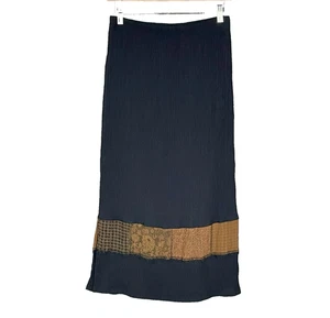 Vintage Koret Petities Crinkle Patchwork Midi Column Skirt Size M Hippie Artsy - Picture 1 of 7