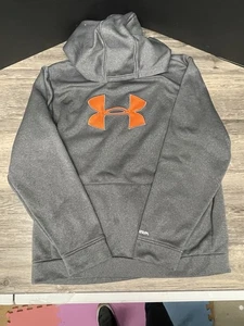 Sudadera con Capucha Under Armour Juvenil YXL Gris Naranja Logo Calce Suelto ColdGear Pullover Niños - Imagen 1 de 8