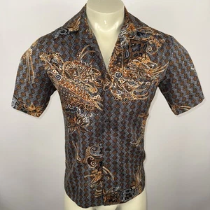 Tori Richard Shirt Mens Small Floral Hippy Disco Saturday Night Fever Polyester - Picture 1 of 9