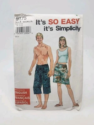 Simplicity Pattern 9175 Size A (Xs, S, M, L, Xl) Misses Mens Teens Pants Shorts - Image 1 of 4