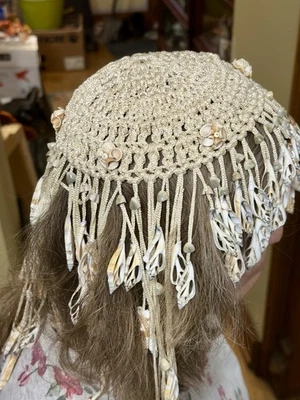 De colección Hecho a Mano Hippie Cuentas Flecos Alta Costura Aleta Woodstock Cabeza Pieza Años 60’s Foto 1 de 2
