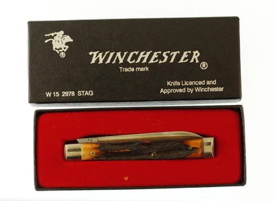 Winchester ® Trade Mark 2 Blade Doctors Knife with Box W 15 2978 Stag 1991 USA - Image 1 of 4