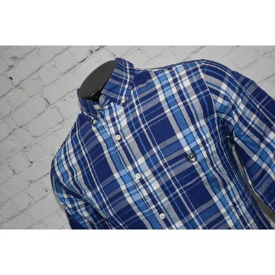 Chaps Dress Shirt Mens Size Medium Long Sleeve Performance Blue Plaid  - Image 1 of 4