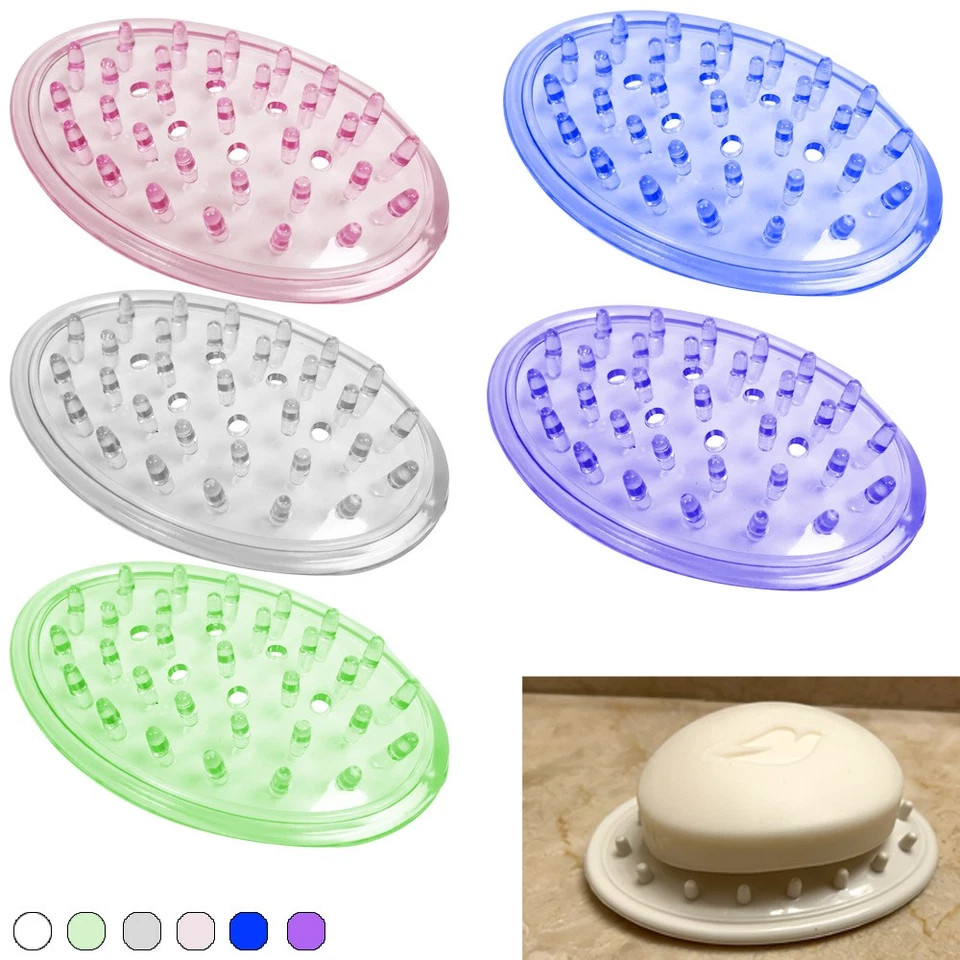 2 Plastic Soap Holder Soap Dish Bar Saver Tray Hole Kitchen Bath Shower Counter - Image 1 of 1