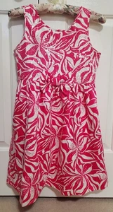 Lilly Pulitzer Pink Floral Clear Sequin Bow Sleeveless Fit And Flare Dress SZ 12 - Picture 1 of 15