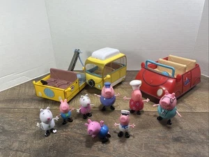 Peppa Pig Lot—Yellow Camper, Red Car,Tow Truck and  8Figures 2003 - Picture 1 of 16
