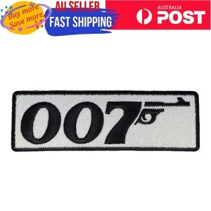 007 Badge Iron on Patch 1962–1969 James Bond Spy Hero Black 12.5×4×0.1cm(4.3g) - Picture 1 of 3