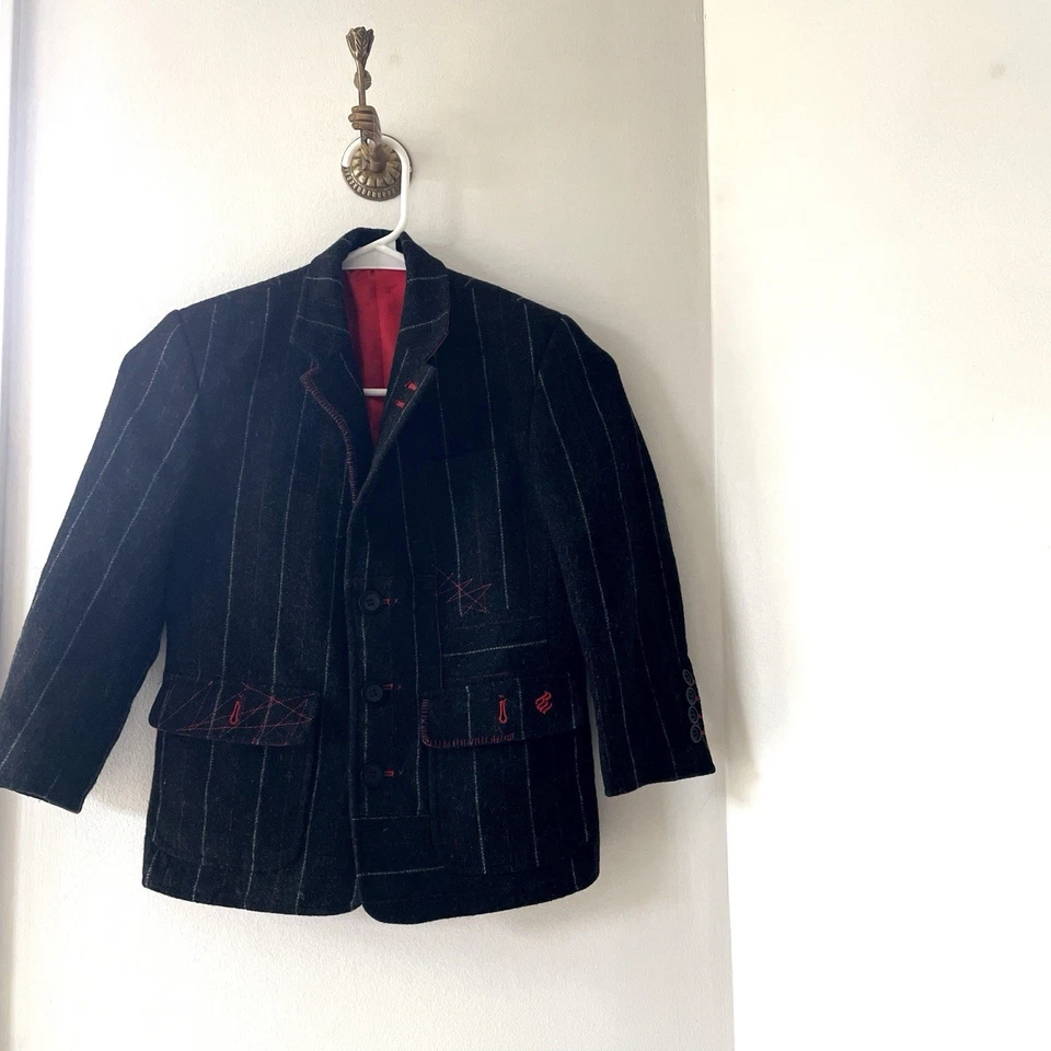 Blazer de lana vintage Rocawear puntada roja negra | niños talla 6 Foto 1 de 4