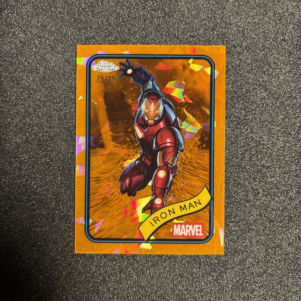 2025 Topps Marvel Chrome Sapphire IRON MAN 25/25 Orange Bookend  - Image 1 of 2