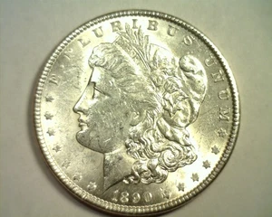 1890 MORGAN SILVER DOLLAR CHOICE ABOUT UNCIRCULATED CH. AU NICE ORIGINAL COIN - Picture 1 of 2
