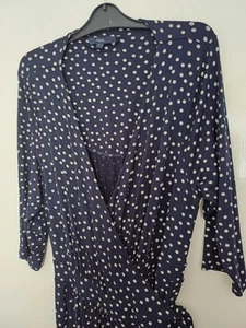 Next Crossover Polka Dot Dress navy blue white dots Size 24 - Picture 1 of 4