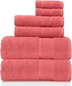 Lauren Ralph Lauren Sanders Rose Red 6 Pc Bath & Hand Towel & Washcloth Set - Picture 1 of 2
