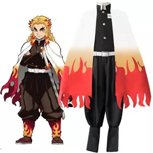 Breathable Demon Slayer Kimetsu No Yaiba Rengoku Kyoujurou Cosplay Costume - Picture 1 of 7