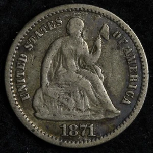 1871 Seated Liberty Half Dime FINE E838 ZOCL - Picture 1 of 2