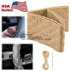 Beige PVC Quilted Leather Steering Wheel Cover With Needle Thread DIY SIZE M #KX