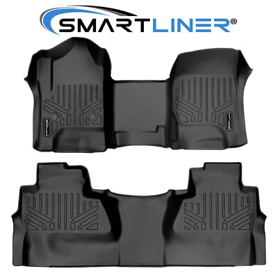 SMARTLINER Custom Fit Floor Mats 2 Row 2014-2019 Sierra Silverado Truck Crew Cab Foto 1 de 4