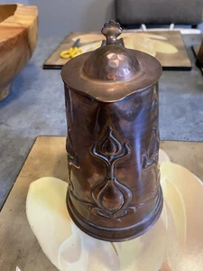 1900’s Art Nouveau J.S.&S. Joseph Sankey & Sons Large Water Copper Lidded Jug - Picture 1 of 9