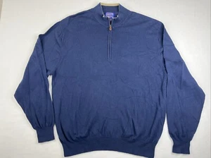 Pendleton Cashmere Sweater Mens XL Pullover 1/4 Zip Knit Long Sleeve Blue Fitted - Picture 1 of 5