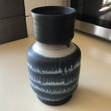 Gerry Williams Studio Pottery Stoneware Blue Glaze Striped Vase New Hampshire