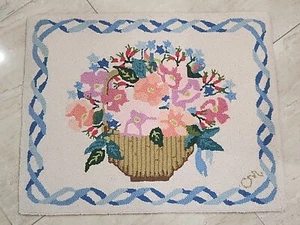 Vintage Claire Murray Nantucket Basket Hand Hooked Rug 100% Wool 25"x31" Signed - Picture 1 of 17