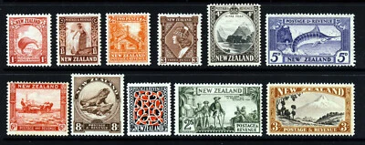 NEW ZEALAND KG VI 1936-42 Pictorial Part Set Wmk Mult NZ Star SG 578 to 590 MINT - Изображение 1 из 2