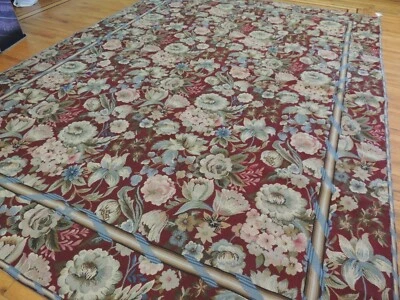 Alfombra Francesa 9x12 8x12 Aubusson Punta Aguja Floral Borgoña Rojo Rosa Azul Foto 1 de 4